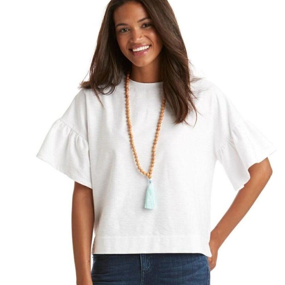 Vineyard Vines Women's Flutter Sleeve White Top Size XS
